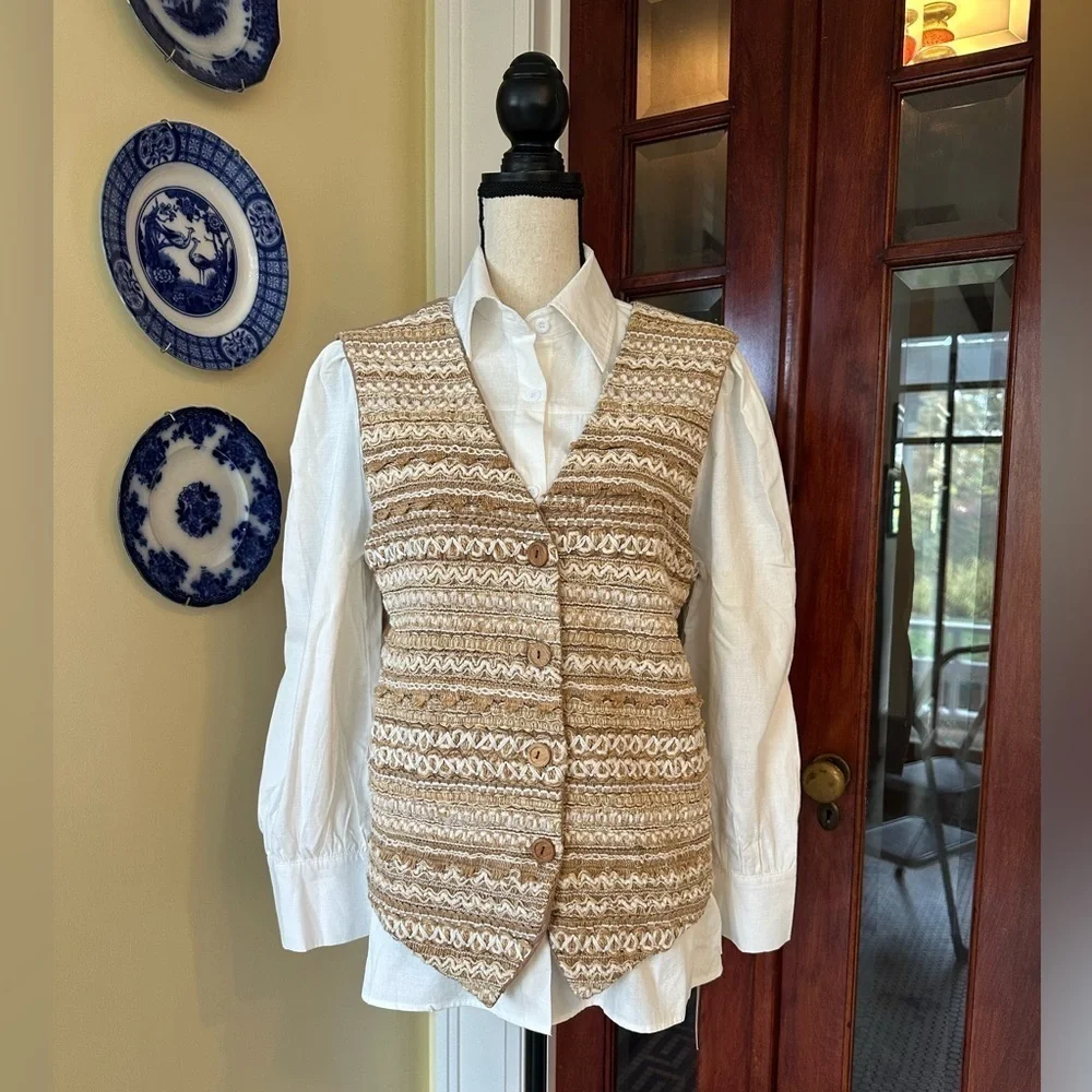 FORELLI | Vintage Boho, Western Textured 100% Cotton Vest, Size 14/16